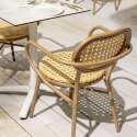 Chaise de terrasse en aluminium et rotin synthétique avec accoudoirs