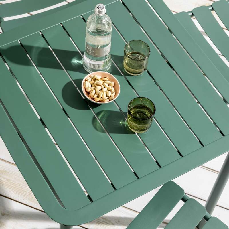 Table de terrasse carrée empilable 70 x 70 cm en aluminium (3/7)