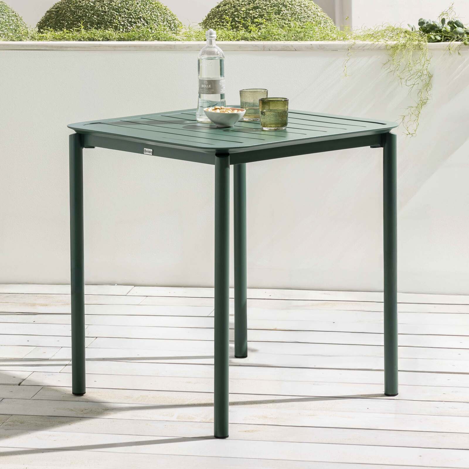 Table de terrasse carrée empilable 70 x 70 cm en aluminium