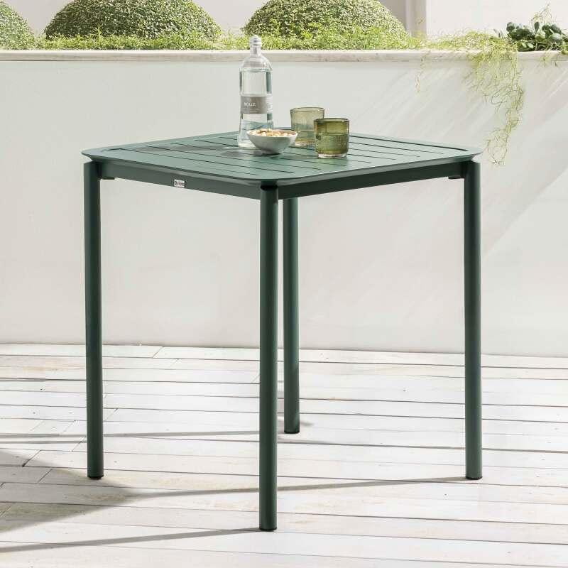 Table de terrasse carrée empilable 70 x 70 cm en aluminium