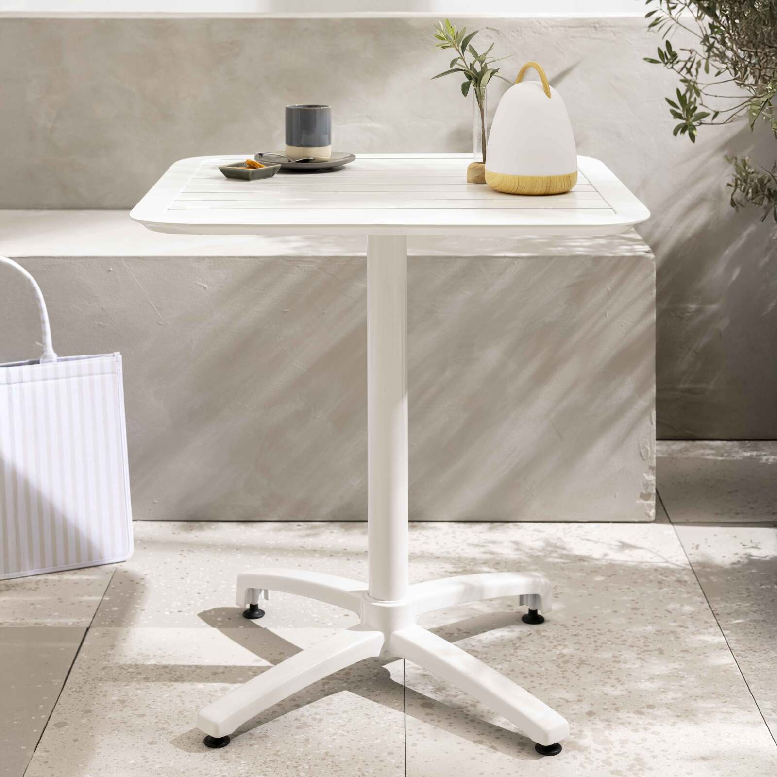 Table de terrasse 70x70 cm inclinable en aluminium