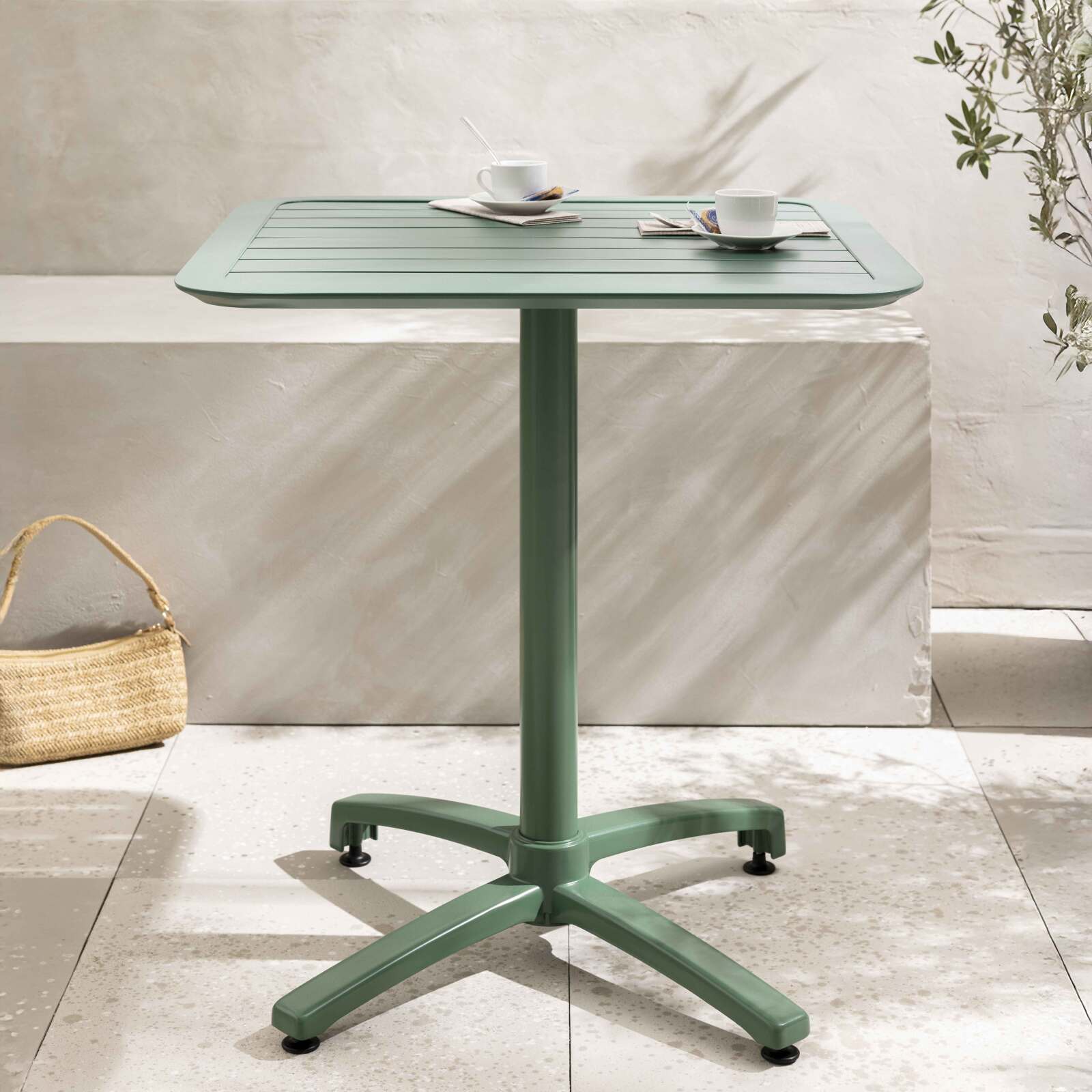 Table de terrasse 60x60 cm inclinable en aluminium