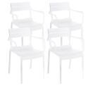 Chaises de terrasse en plastique avec accoudoirs - Lot de 4