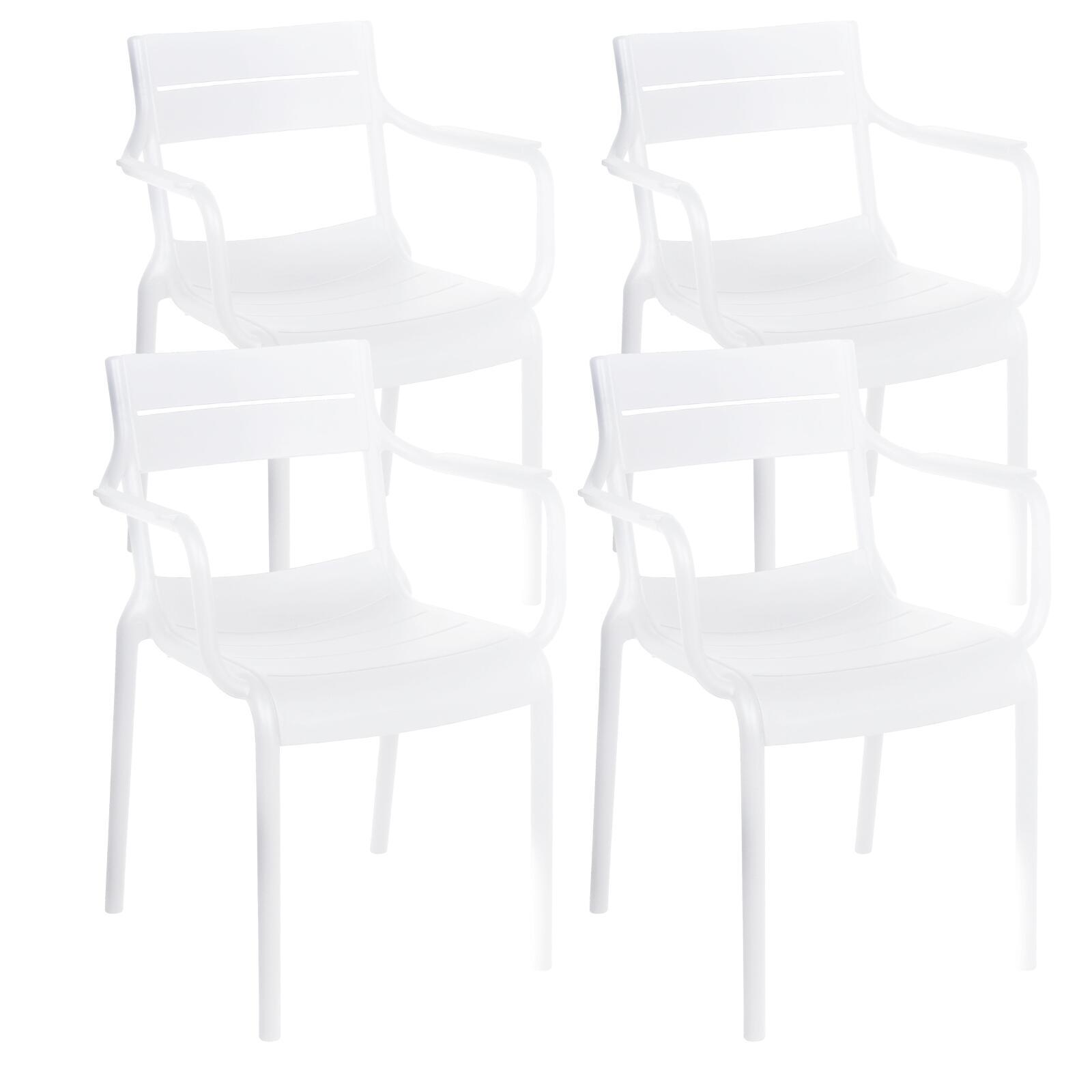 Chaises de terrasse en plastique avec accoudoirs - Lot de 4