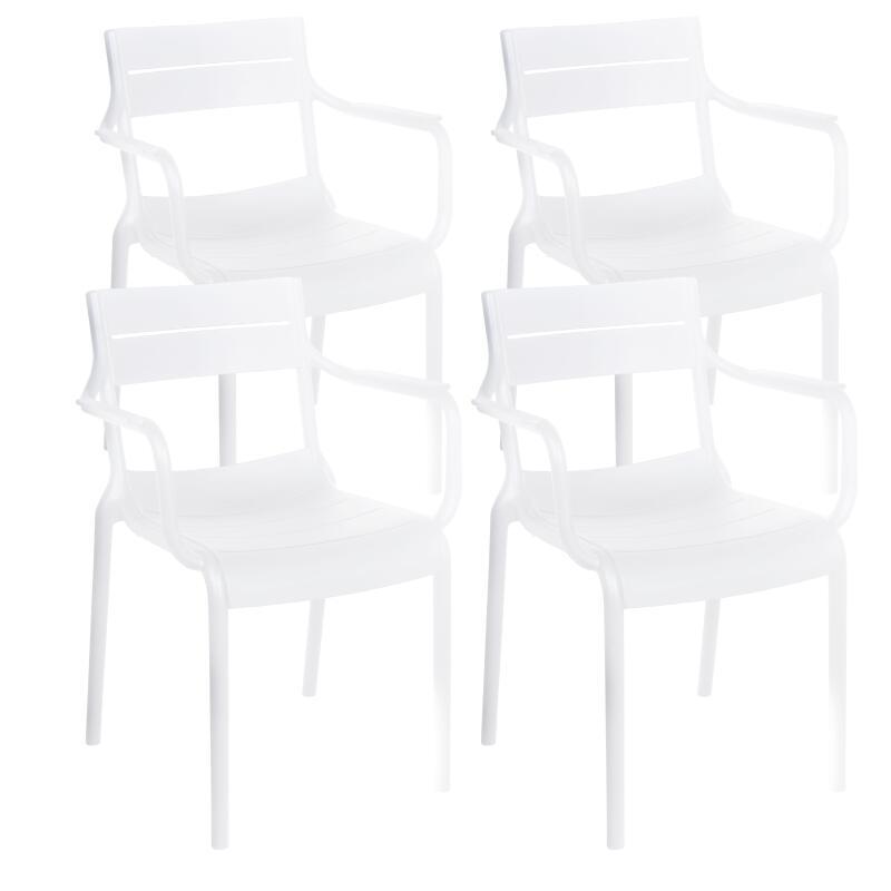 Chaises de terrasse en plastique avec accoudoirs - Lot de 4