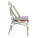 Chaise de terrasse de restaurant style bistrot parisien en aluminium et rotin synthétique