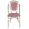 Chaise de terrasse de restaurant style bistrot parisien en aluminium et rotin synthétique