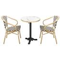 Table de terrasse en contreplaqué stratifié avec bord en aluminium ⌀60 cm et 2 chaises style bistrot parisien