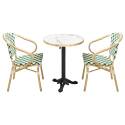 Table de terrasse en contreplaqué stratifié avec bord en aluminium ⌀60 cm et 2 chaises style bistrot parisien
