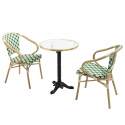 Table de terrasse en contreplaqué stratifié avec bord en aluminium ⌀60 cm et 2 chaises style bistrot parisien