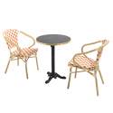 Table de terrasse en contreplaqué stratifié avec bord en aluminium ⌀60 cm et 2 chaises style bistrot parisien