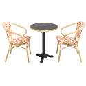 Table de terrasse en contreplaqué stratifié avec bord en aluminium ⌀60 cm et 2 chaises style bistrot parisien