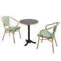 Table de terrasse en contreplaqué stratifié avec bord en aluminium ⌀60 cm et 2 chaises style bistrot parisien