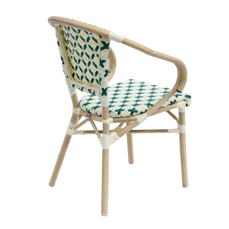 Table de terrasse en contreplaqué stratifié avec bord en aluminium ⌀60 cm et 2 chaises style bistrot parisien (6/7)