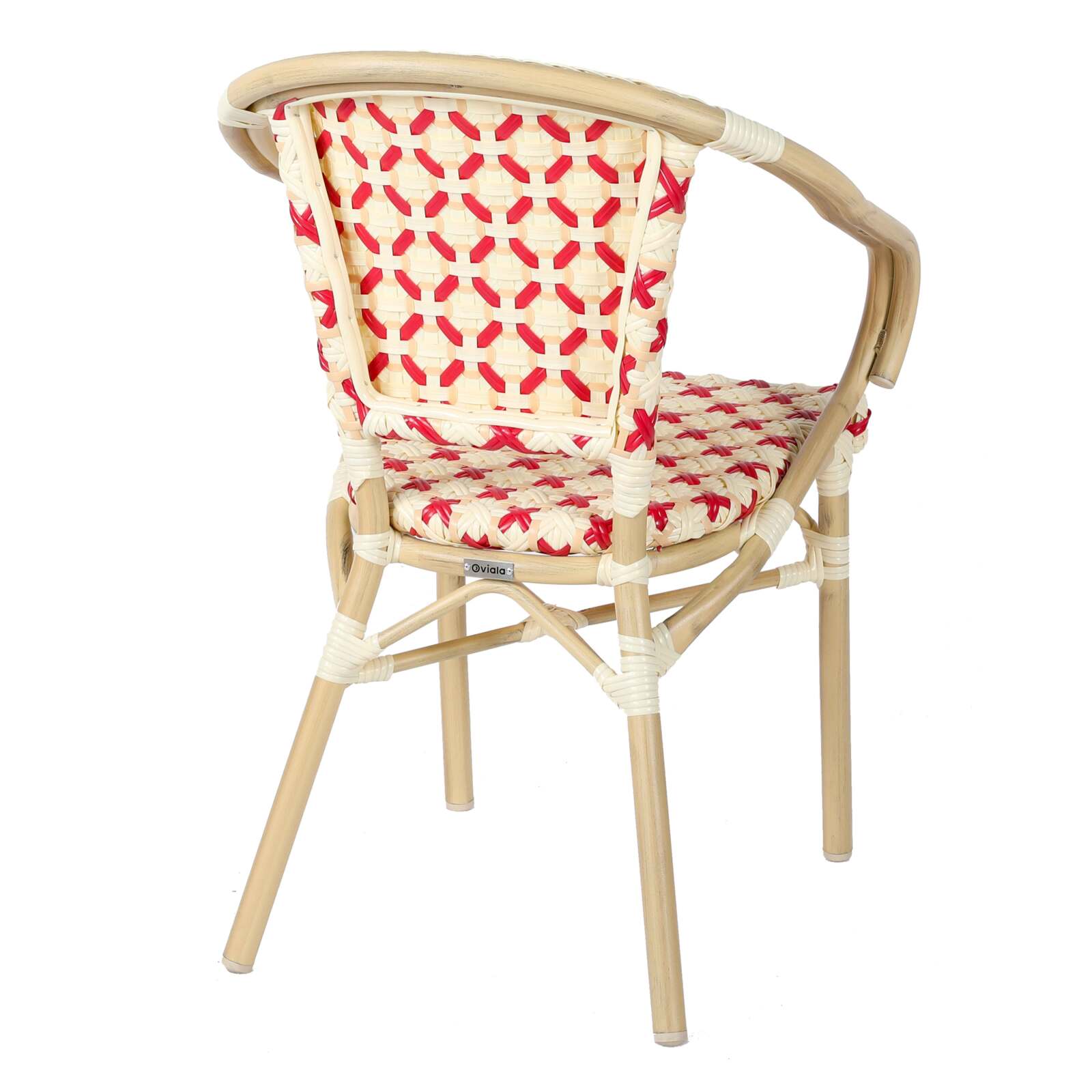 Table de terrasse en contreplaqué stratifié avec bord en aluminium ⌀60 cm et 2 chaises style bistrot parisien