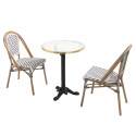 Table de terrasse ⌀60 cm inclinable stratifiée et 2 chaises style bistrot en aluminium 