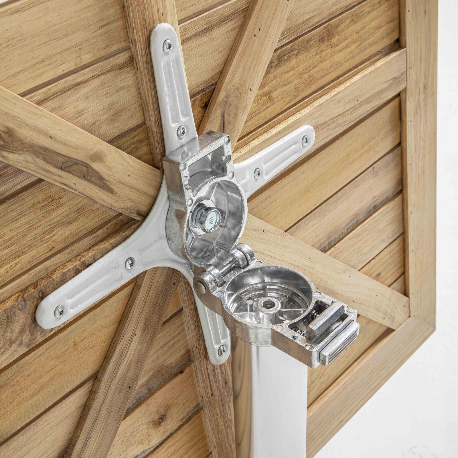 Table de terrasse rabattable et 4 chaises en aluminium et bois