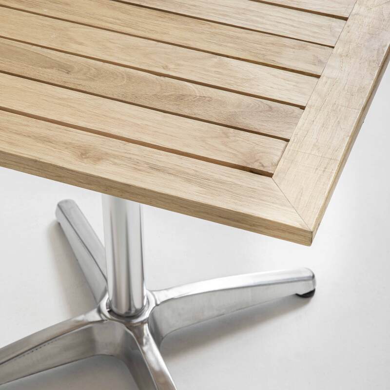 Table de terrasse rabattable et 4 chaises en aluminium et bois