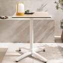 Table de restaurant carrée (60x60 cm) inclinable en HPL avec pied blanc
