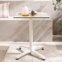Table de restaurant carrée (60x60 cm) inclinable en HPL avec pied blanc