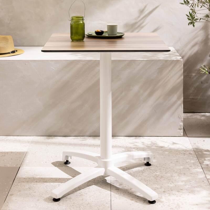 Table de restaurant carrée (60x60 cm) inclinable en HPL avec pied blanc