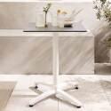 Table de restaurant carrée (60x60 cm) inclinable en HPL avec pied blanc