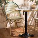 Table de terrasse ⌀60 cm inclinable stratifiée et 2 chaises style bistrot en aluminium et rotin synthétique