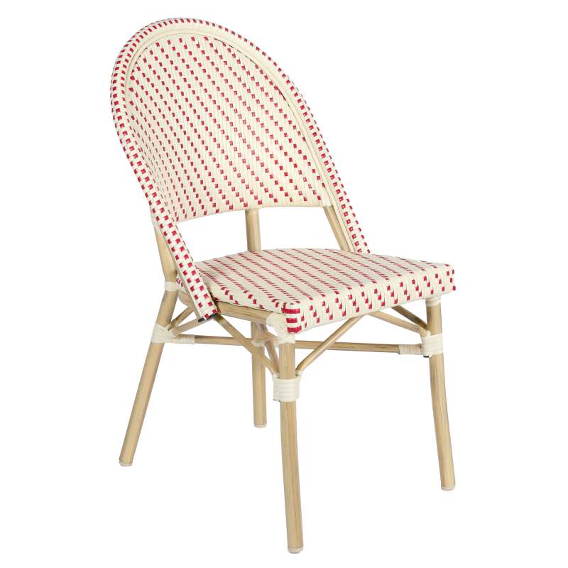 Table de terrasse ⌀60 cm inclinable stratifiée et 2 chaises style bistrot en aluminium et rotin synthétique