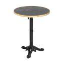 Table de terrasse ⌀60 cm inclinable stratifiée et 2 chaises bistrot en aluminium et rotin synthétique