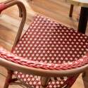 Table de terrasse ⌀60 cm inclinable stratifiée et 2 chaises bistrot en aluminium et rotin synthétique