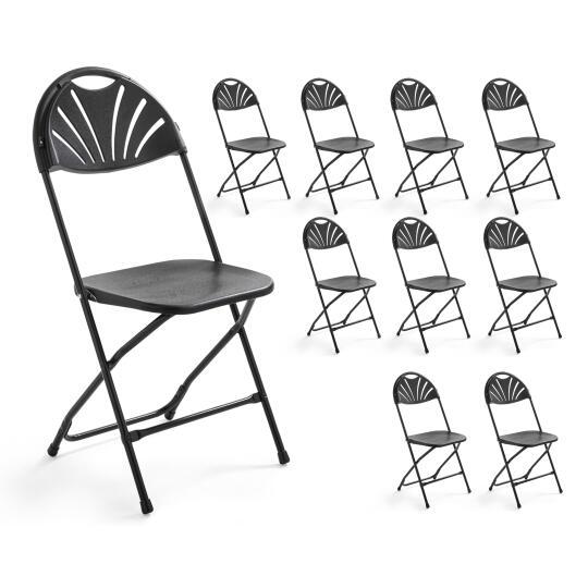 Lot de 10 chaises pliantes ajourées noires