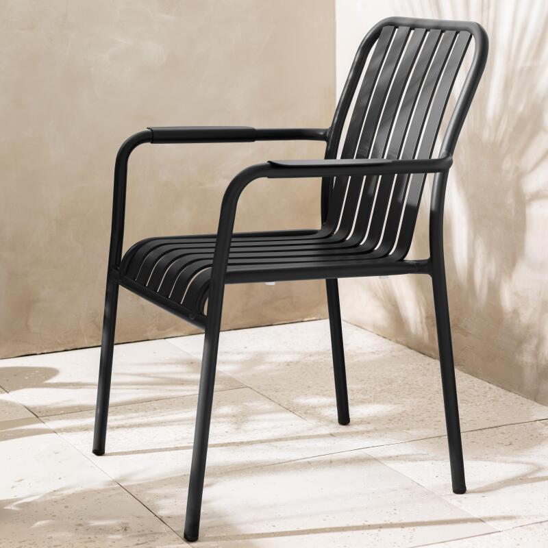 Chaise de terrasse de restaurant en aluminium avec accoudoirs