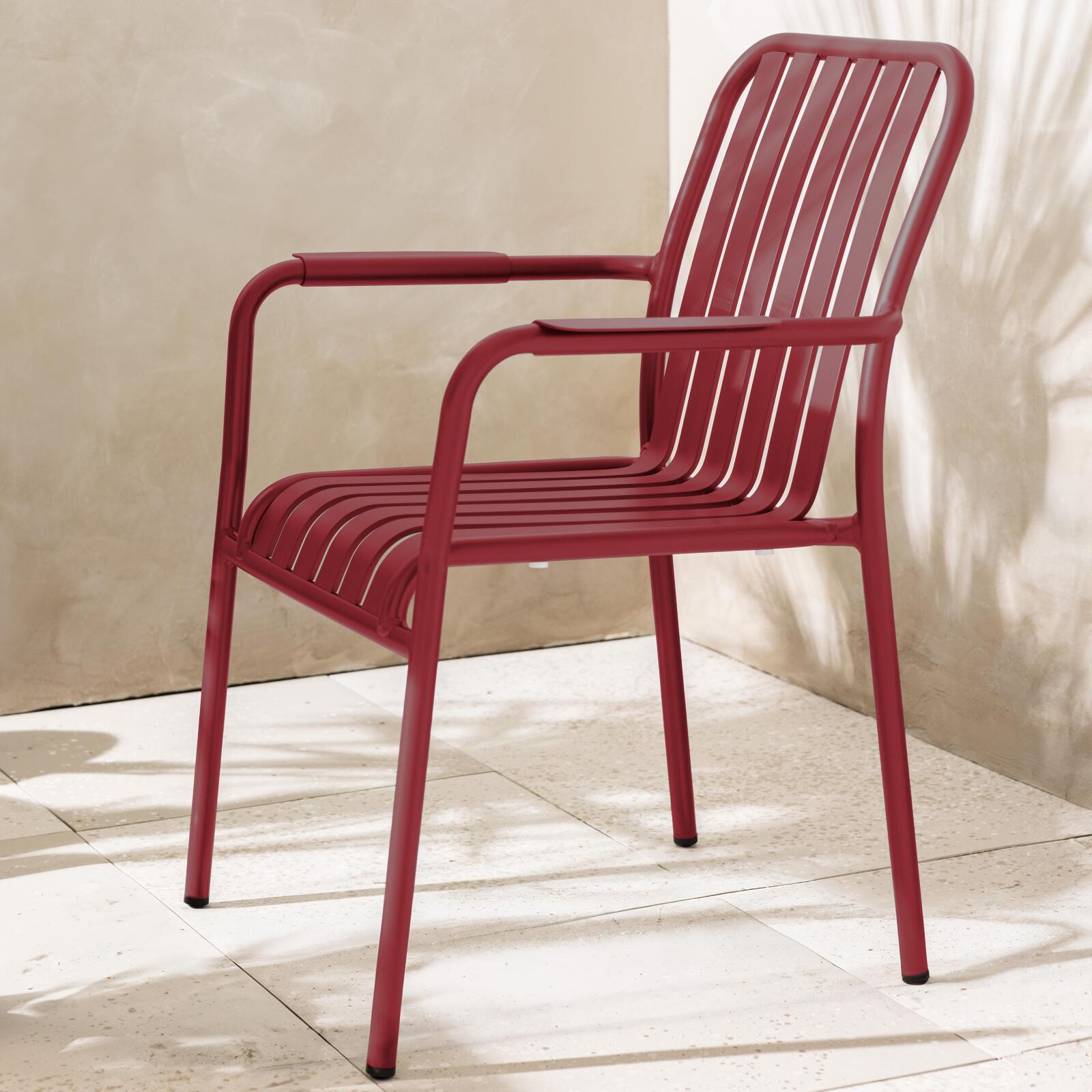 Chaise de terrasse de restaurant en aluminium avec accoudoirs