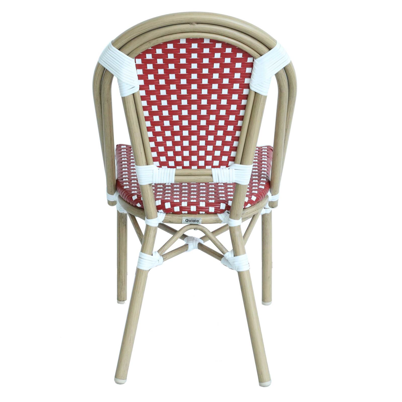 Chaise de terrasse de restaurant style bistrot parisien en aluminium et rotin synthétique