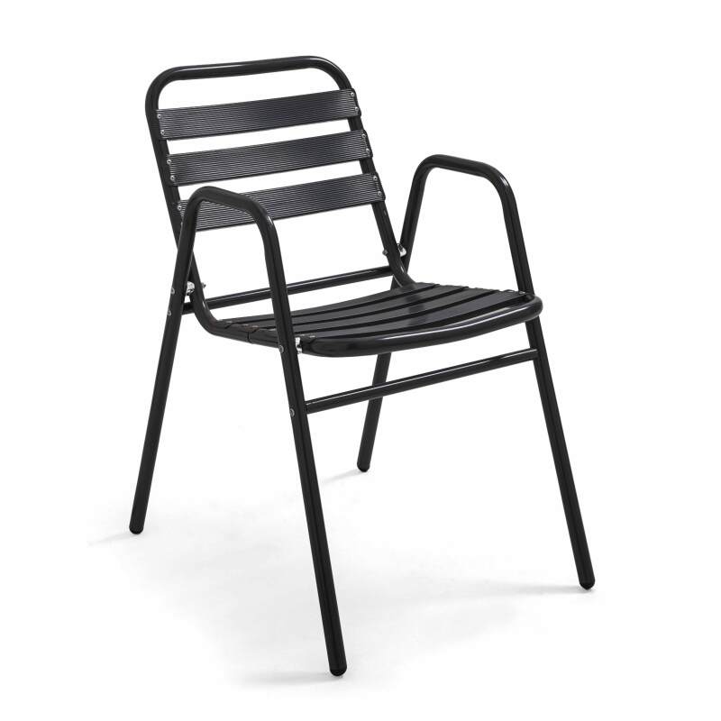 Table de terrasse carrée (70 cm) et 4 chaises en aluminium