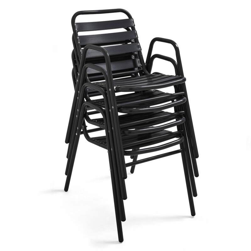 Table de terrasse carrée (70 cm) et 4 chaises en aluminium