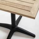 Table de terrasse carrée en bois et 2 fauteuils en aluminium
