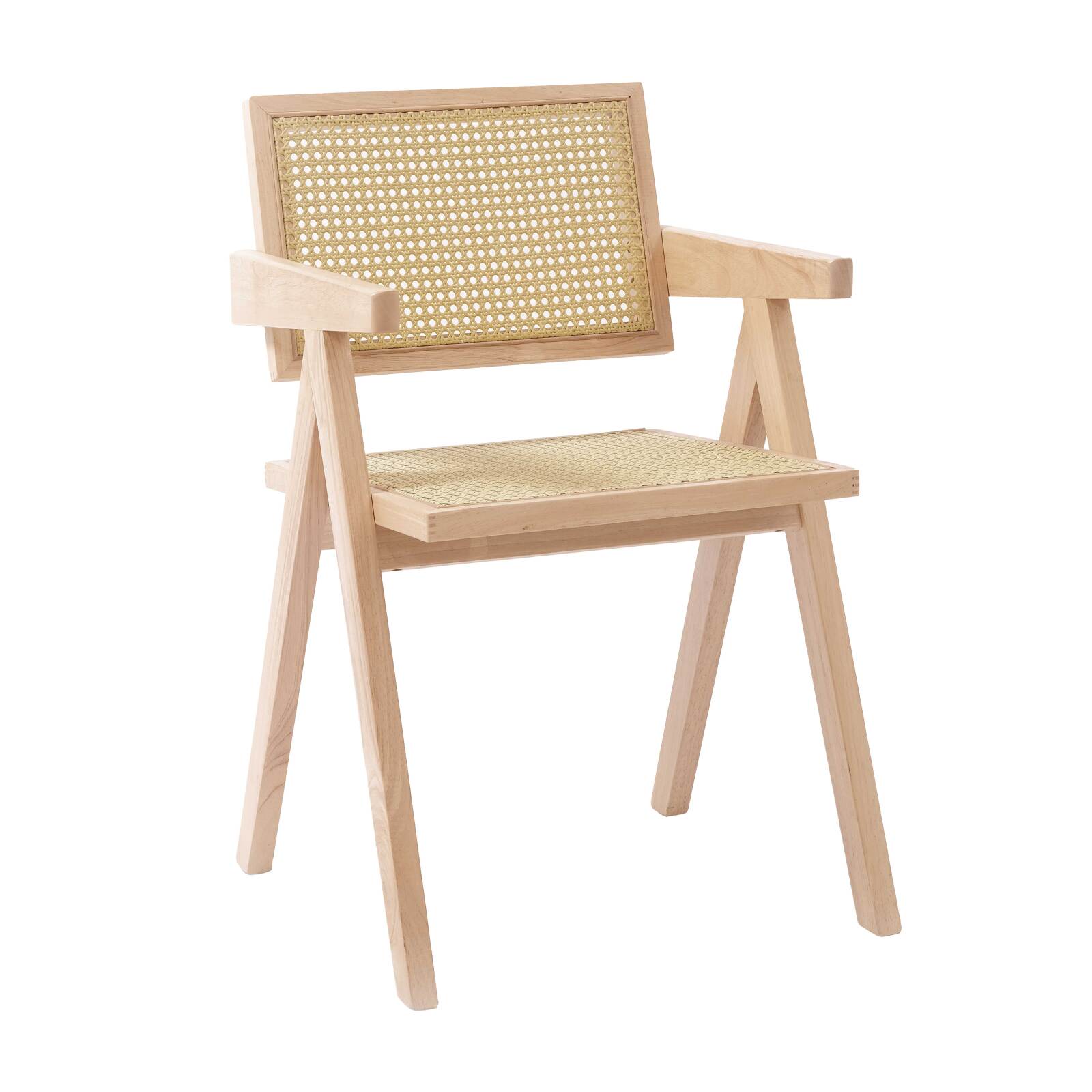 Lot de 2 chaises avec accoudoirs en rotin naturel et bois massif FSC® Lot de 2 chaises avec accoudoirs en rotin naturel et bois massif FSC®