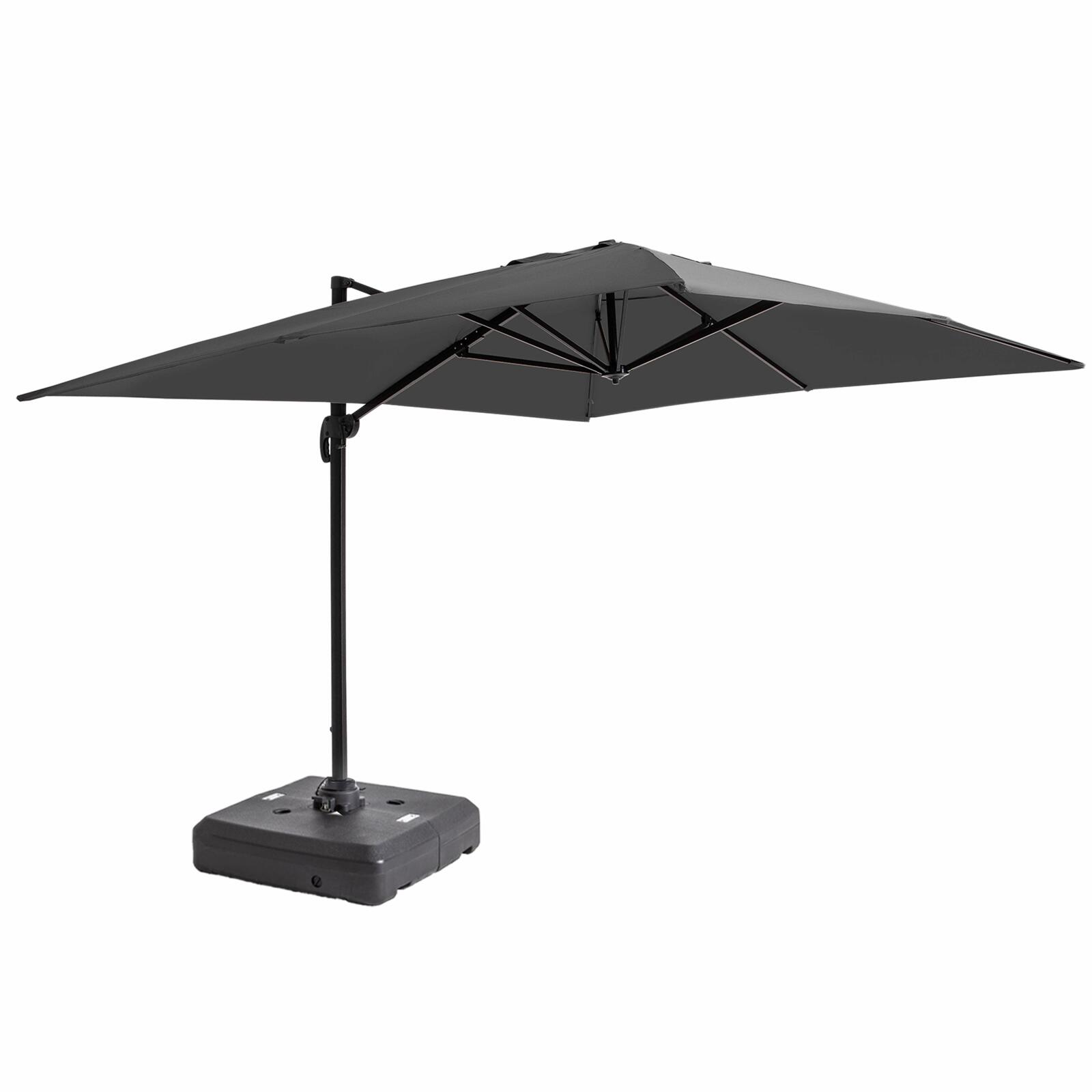 Parasol déporté professionnel rotatif 360° (4 x 3m) 240g/m² et dalle à lester sur roues 100L Parasol déporté professionnel rotatif 360° (4 x 3m) 240g/m² et dalle à lester sur roues 100L