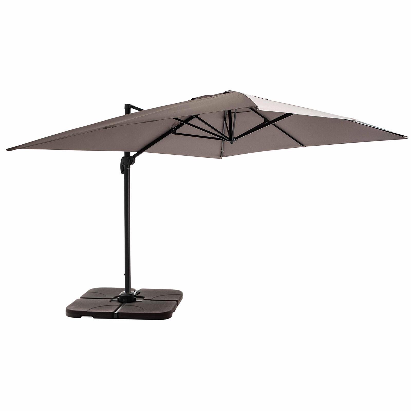 Parasol déporté professionnel rotatif 360° (4 x 3m) 240g/m² + 4 dalles à lester remplissables