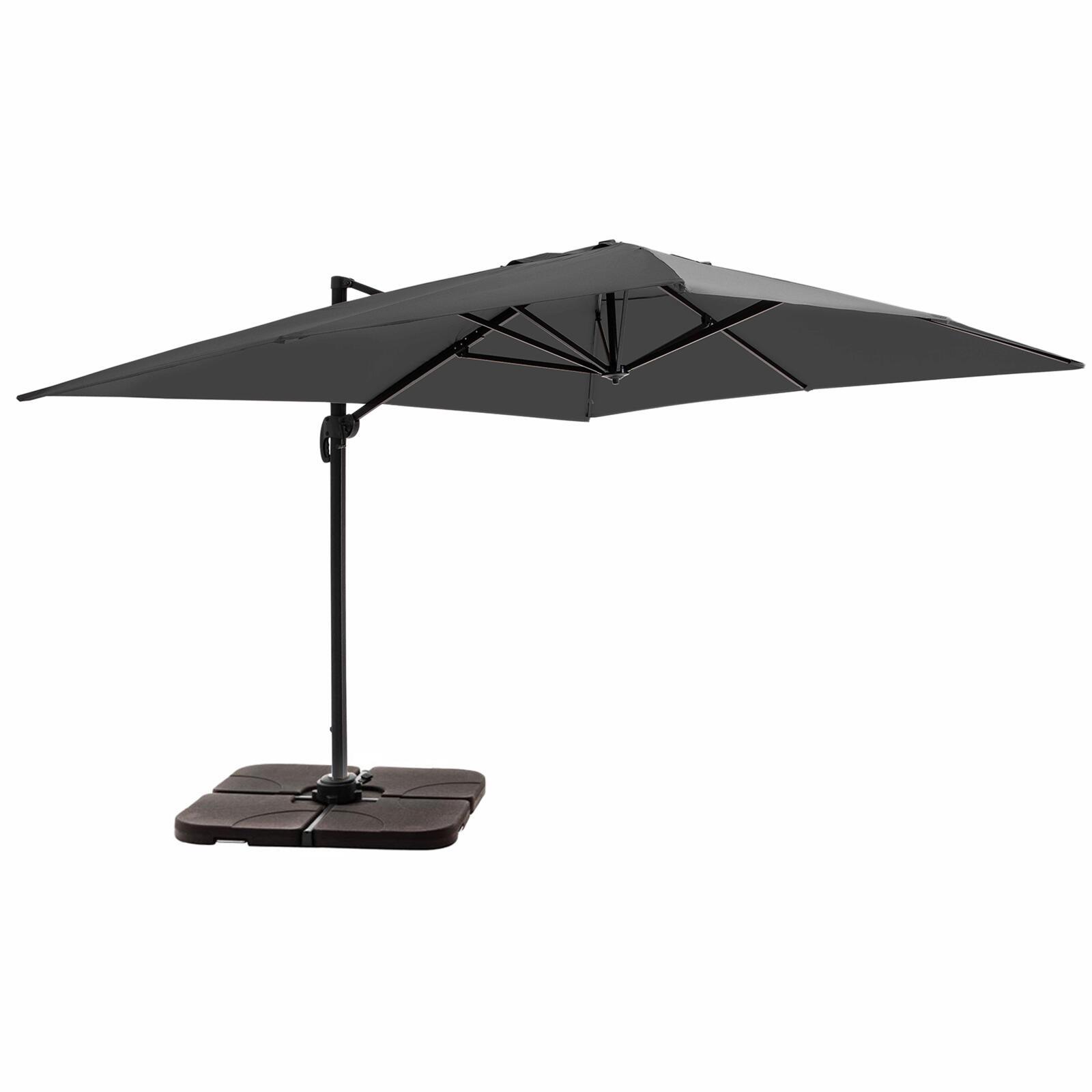 Parasol déporté professionnel rotatif 360° (4 x 3m) 240g/m² + 4 dalles à lester remplissables