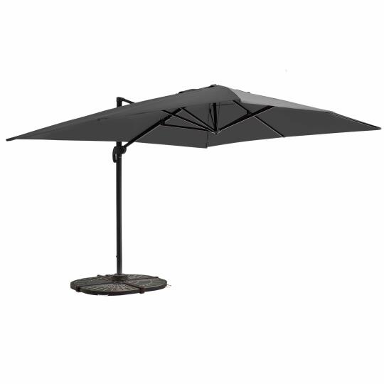 Parasol déporté professionnel 4x3 m rectangulaire inclinable 240g/m² rotatif 360° et 4 dalles lestées | Mobeventpro