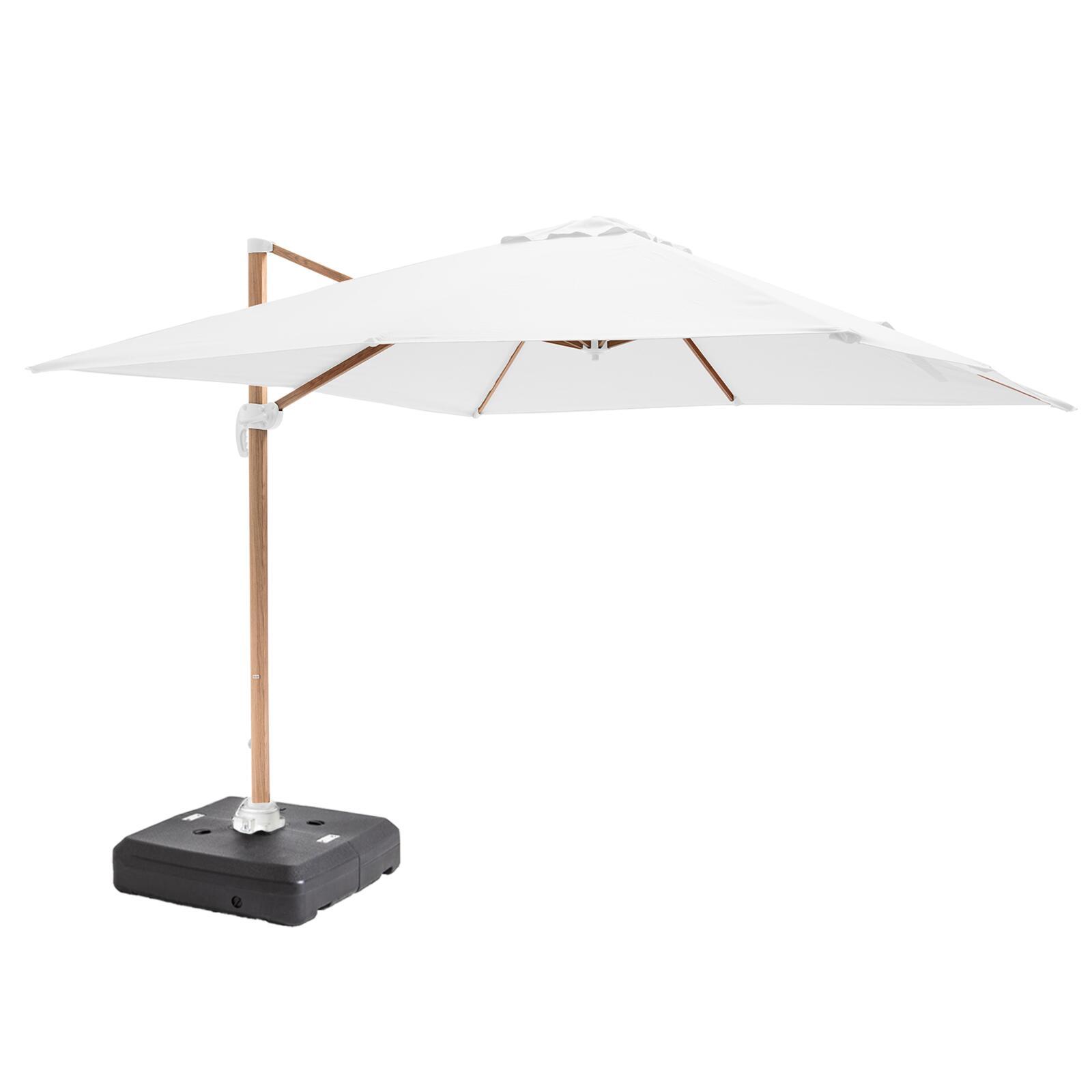 Parasol déporté professionnel rotatif 360° (3 x 3m) 250g/m² et dalle à lester sur roues 100L