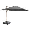 Parasol déporté professionnel rotatif 360° (3 x 3m) 250g/m² et dalle à lester sur roues 100L