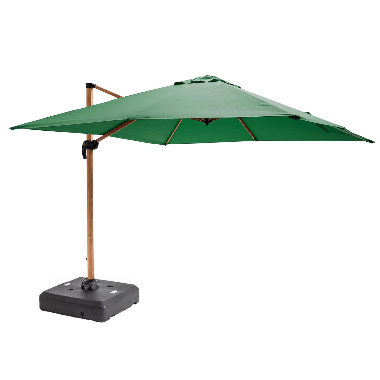Parasol déporté professionnel rotatif 360° (3 x 3m) 250g/m² et dalle à lester sur roues 100L
