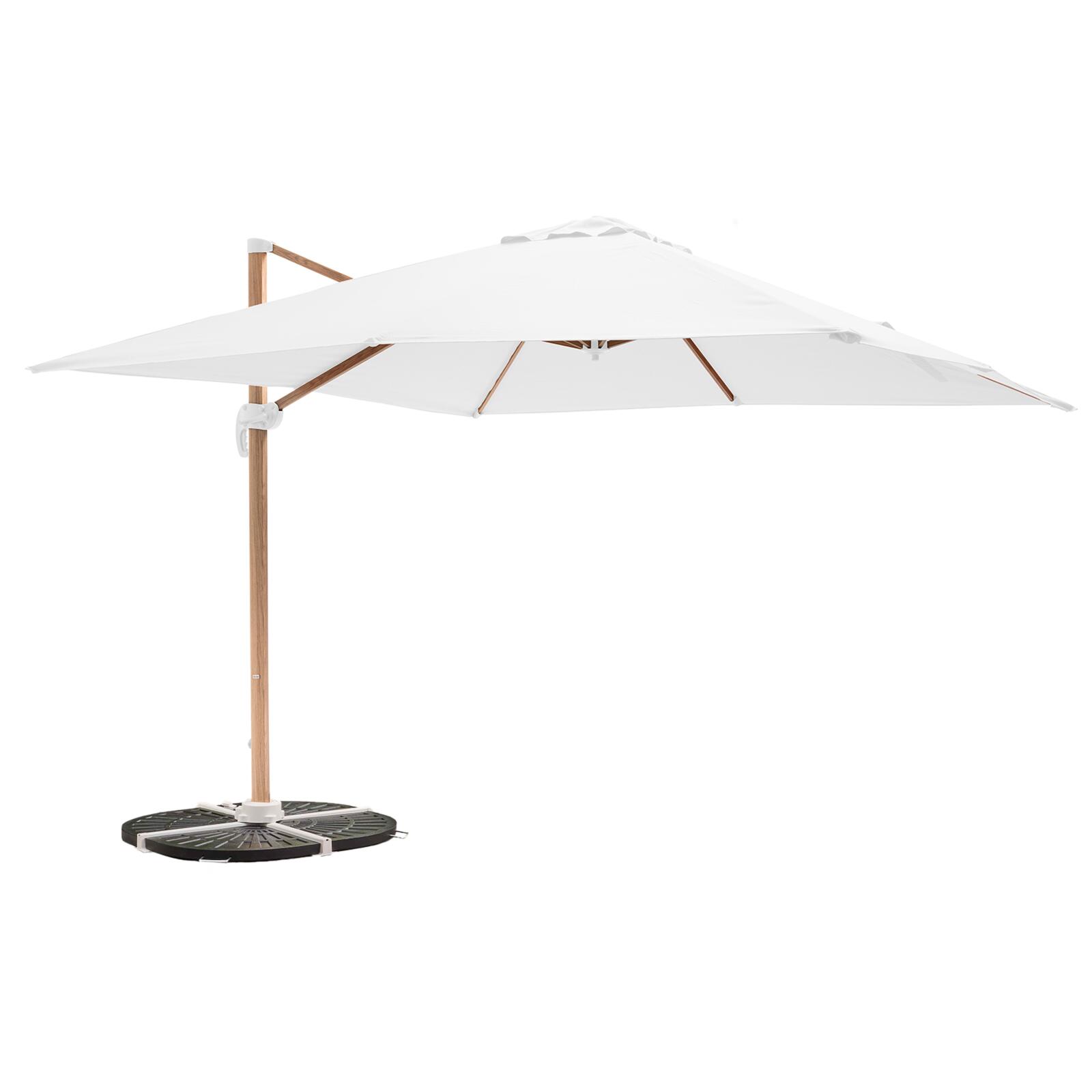 Parasol déporté professionnel inclinable et rotatif 360° carré (3 x 3m) 250g/m² et 4 dalles lestées