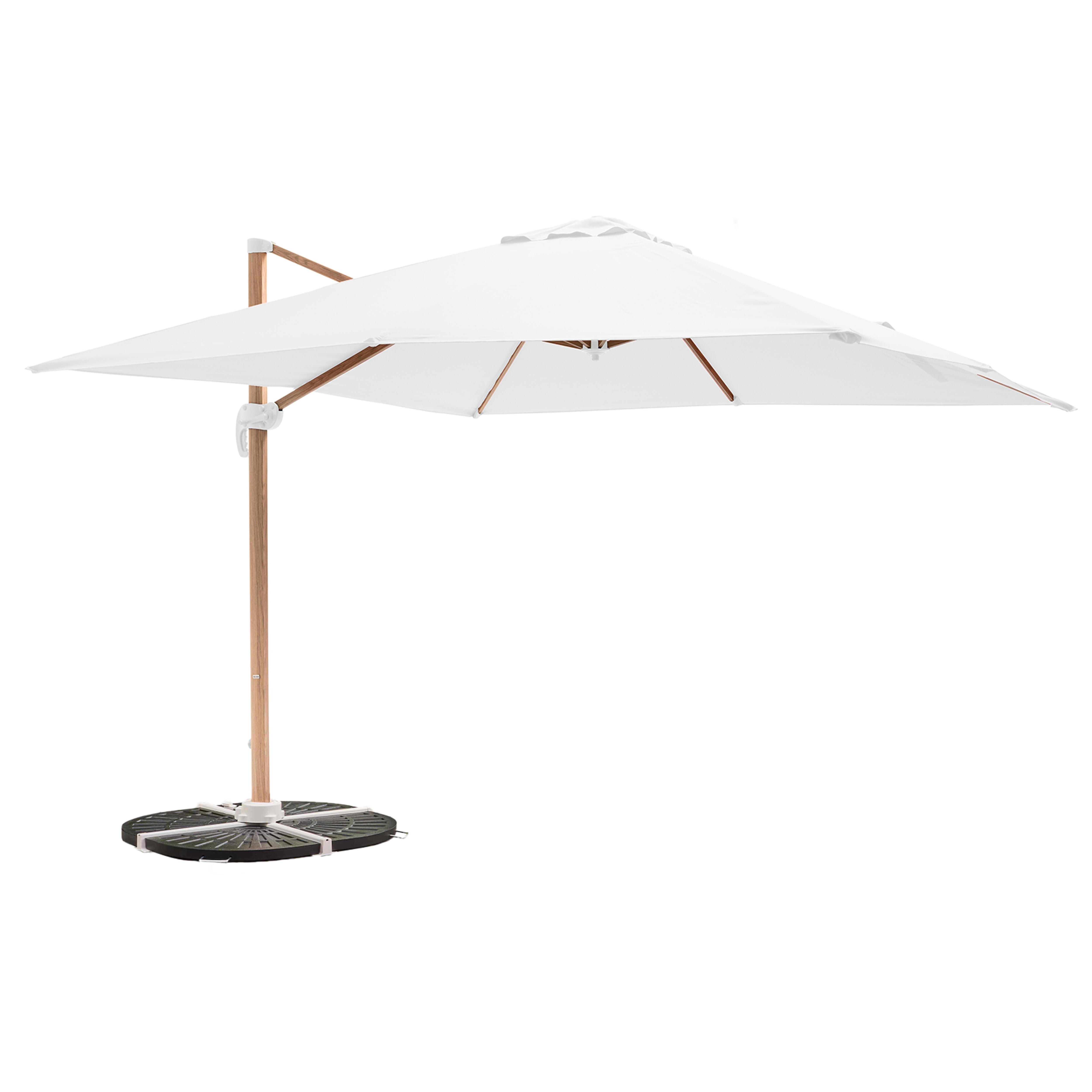 Parasol déporté professionnel 3x3 m carré inclinable 250g/m² rotatif 360° et 4 dalles lestées