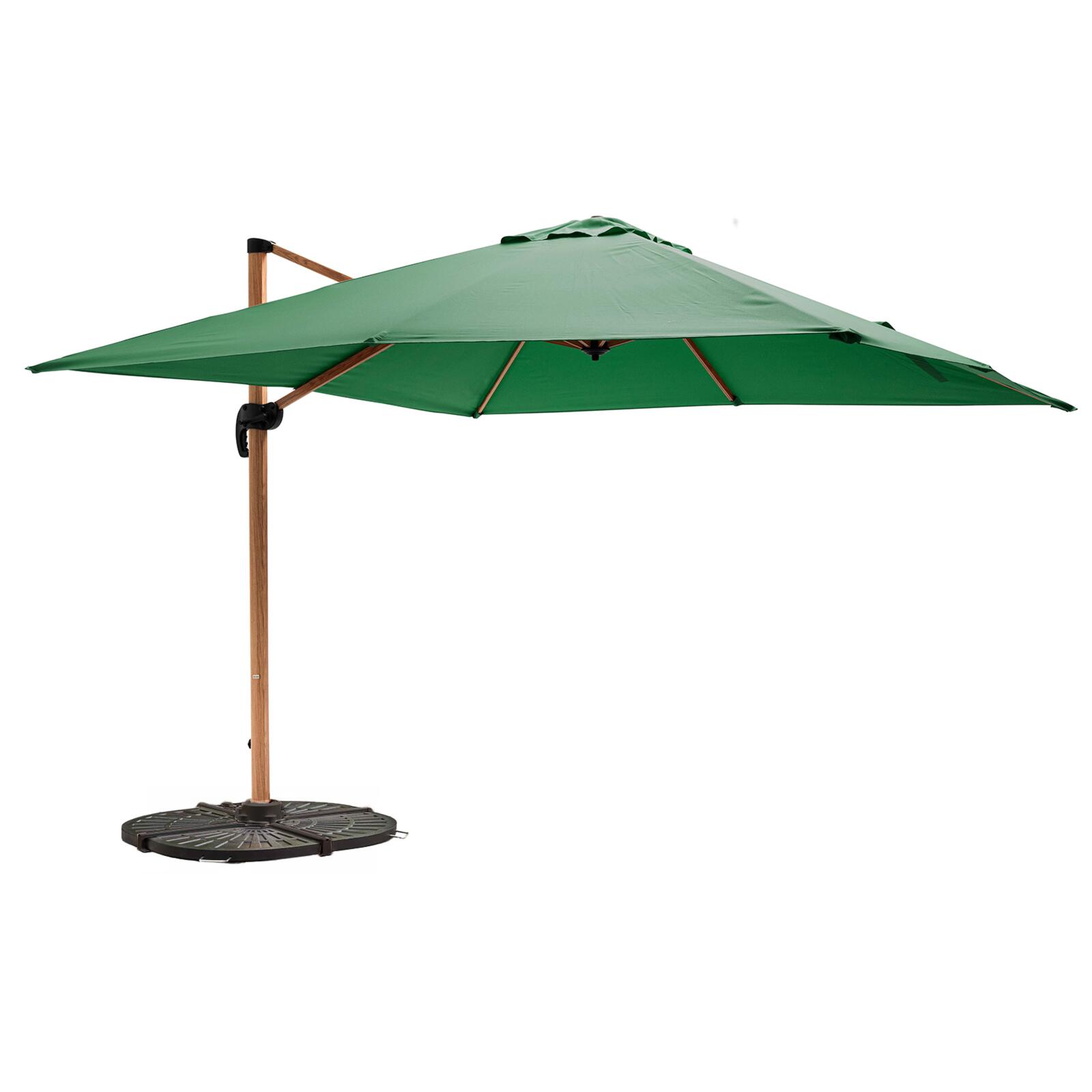 Parasol déporté professionnel inclinable et rotatif 360° carré (3 x 3m) 250g/m² et 4 dalles lestées
