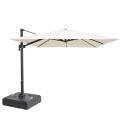 Parasol déporté professionnel carré 250g/m² (3 x 3M) rotatif 360° et Dalle à lester sur roues 100 L