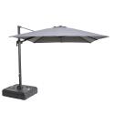 Parasol déporté professionnel carré 250g/m² (3 x 3M) rotatif 360° et Dalle à lester sur roues 100 L